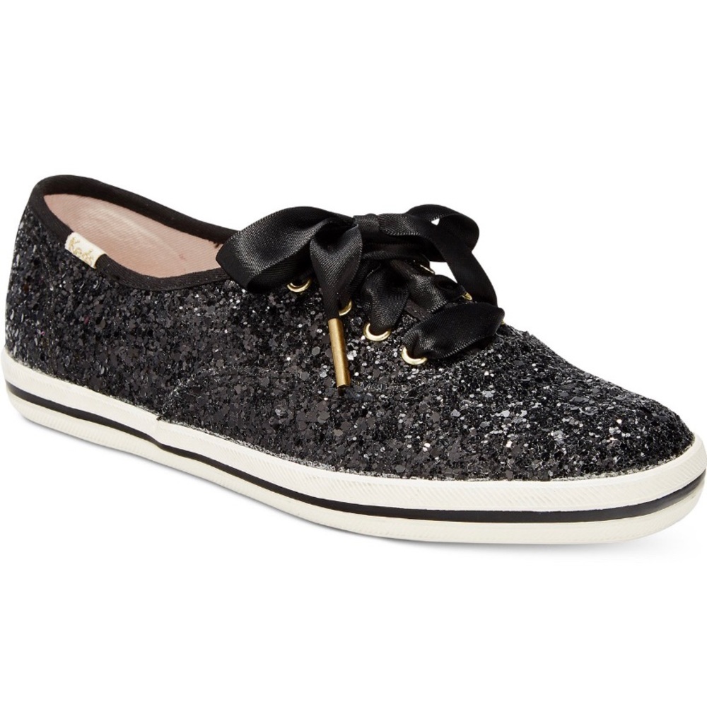 Brand new Keds Kate Spade Black glitter lace up